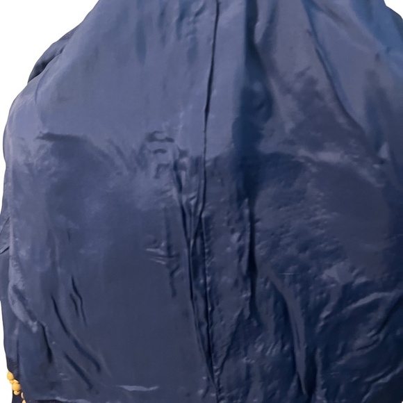 Vintage 1970s Joan Leslie by Kasper women's Jacket Navy Blue With Wood Appliqué - Picture 10 of 10